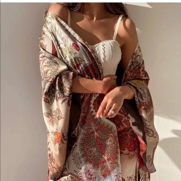 NWT Zara 2-Piece Patchwork Print Kimono And Pants Set - Picture 12 of 13